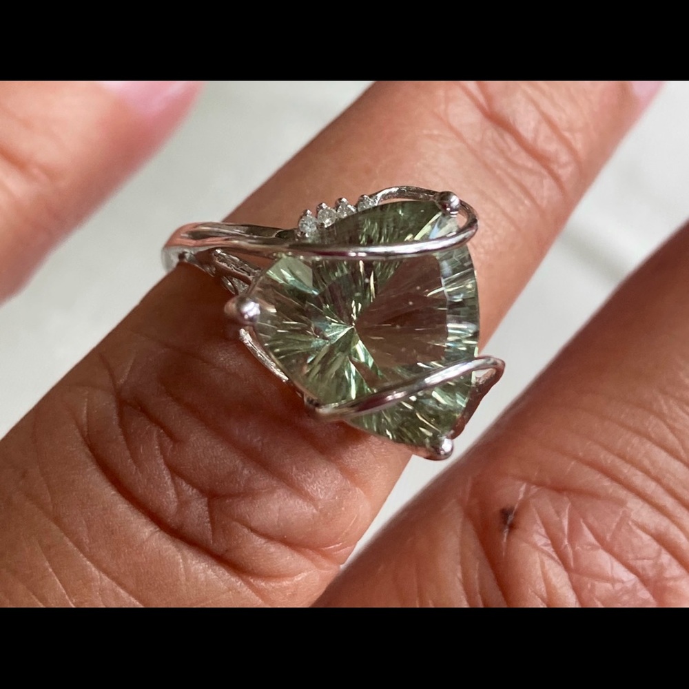 Prasiolite 14k white gold ring.